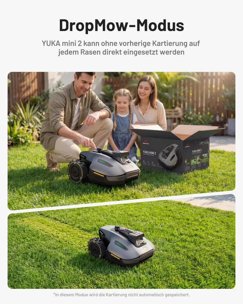 MAMMOTION YUKA mini 2 Mähroboter 500 m² – Ohne Begrenzungskabel, 3-Kamera-Vision
