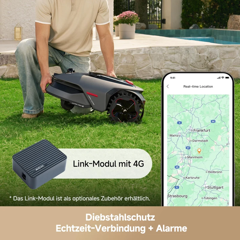 MOVA LiDAX Ultra 800 Mähroboter 800 m² – Ohne Begrenzungskabel, 3D LiDAR+Vision, 5 cm Kantenschnitt