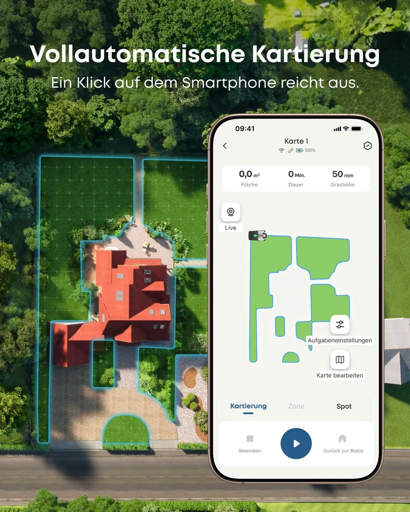 eufy E18 Mähroboter 1200 m² – Ohne Begrenzungskabel, TrueVision, Präzisionsrandschnitt