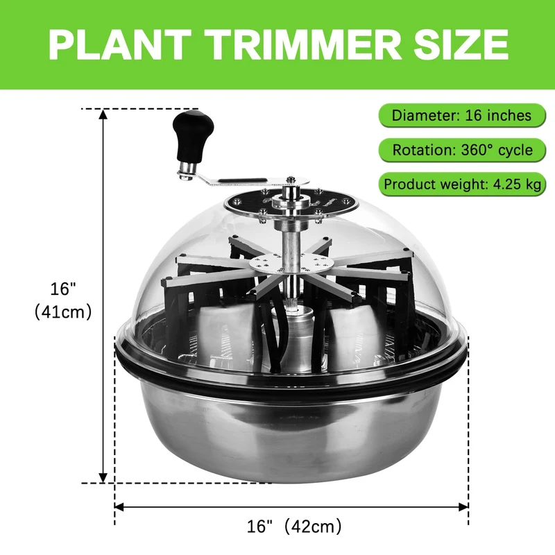 Aygrochy 16 Zoll Blattschüssel-Trimmer – scharfer Pflanzentrimmer mit Zahnrädern – für Knospen & Blumen – Silber, 42 cm