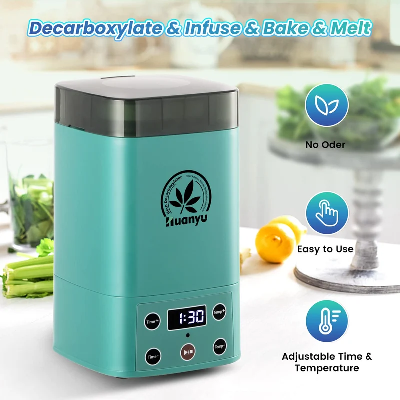 Huanyu Decarboxylator, aus PP, PC, Aluminium, Silikon, für Kräuter, Kräuteröl, Infusionsmaschine, Butteröl-Ei