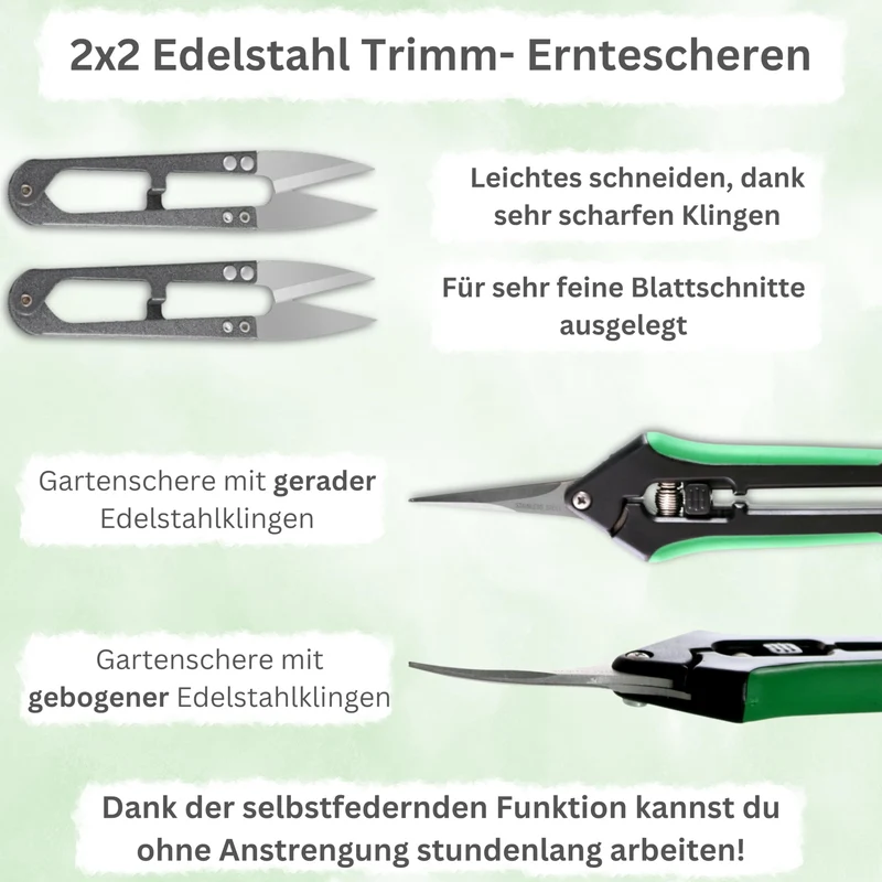 TINY FARM Trim Bin Set – mit Pollensieb, Trimmscheren & Netz – ergonomisches Trimming Tray & Dry Sift Sieb für Ernte & Grow