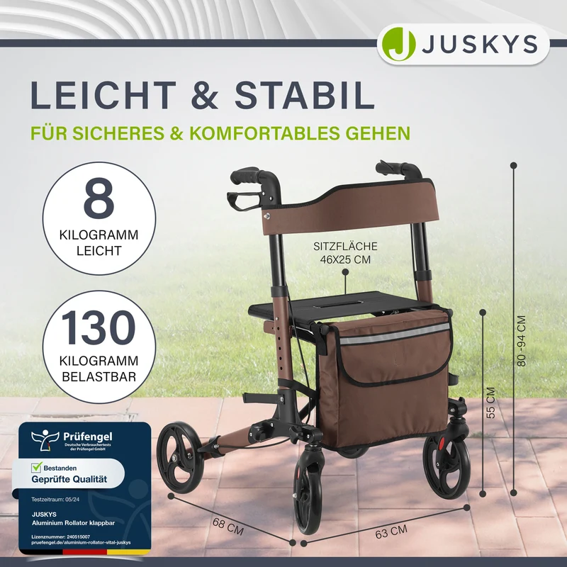 Aluminium Rollator Vital mit Sitz