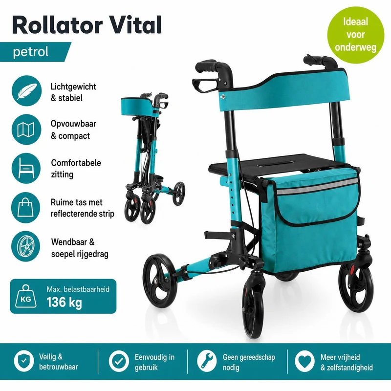 Aluminium Rollator Vital mit Sitz