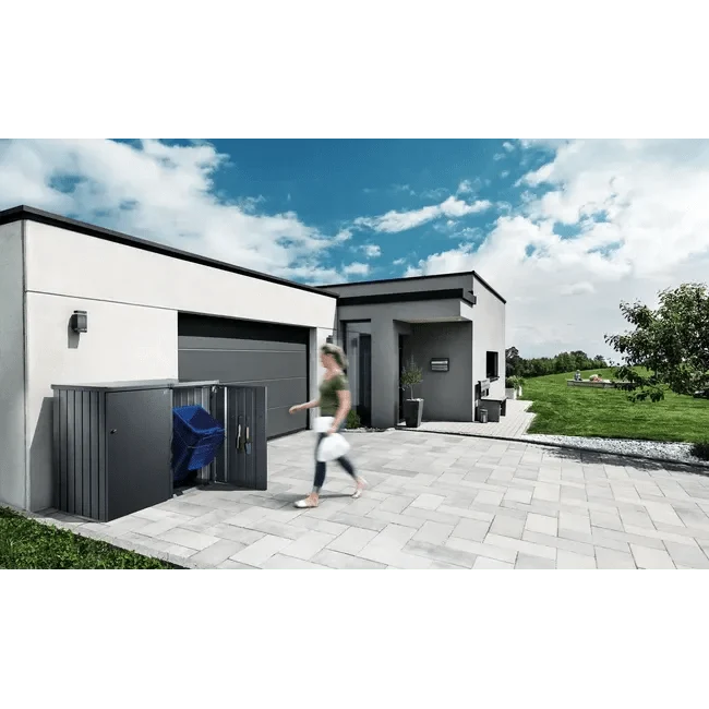 Biohort – Alex contenedor de cubos de basura modular con ruedas Gris cuarzo metálico