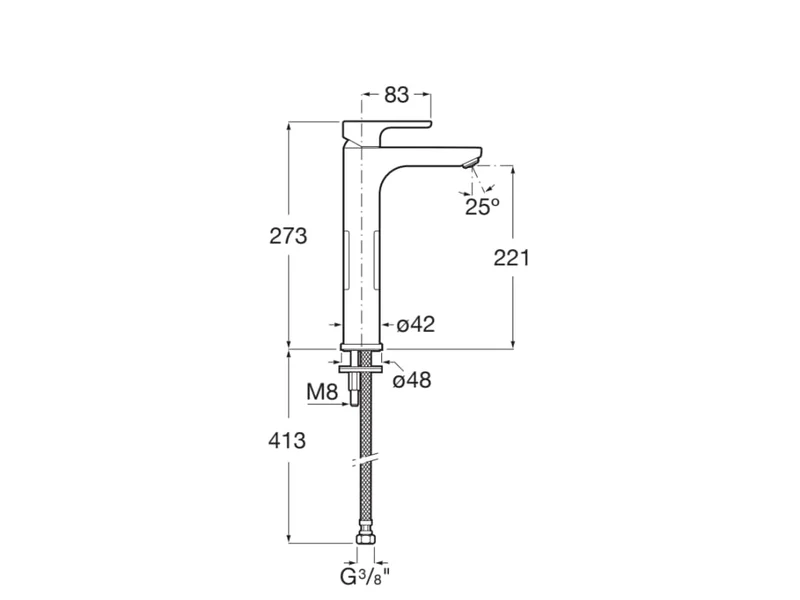 Roca - Grifo monomando para lavabo con caño alto y cuerpo liso L20 Negro Mate A5A3H09NB0