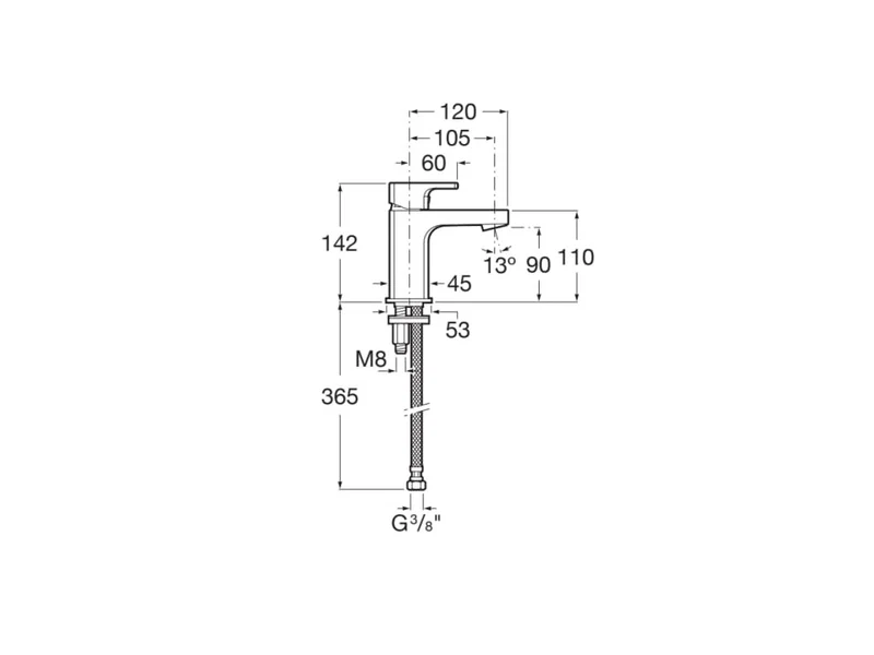 Roca - Grifo compacto cromado lavabo L90 con desagüe click-clack y cuerpo liso A5A3B01C00