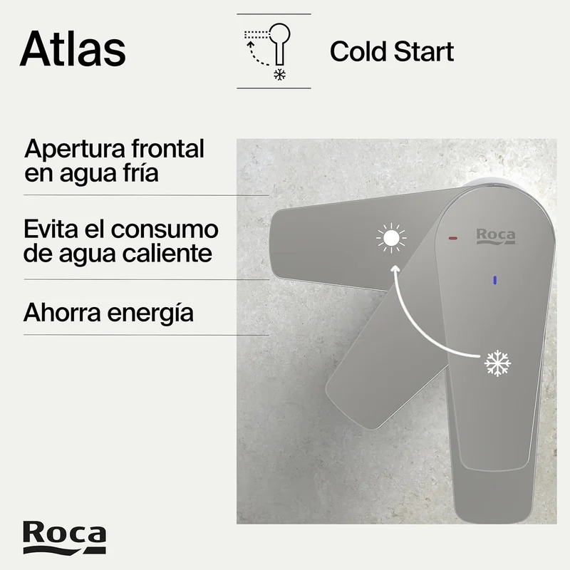 Roca - Mezclador monomando cromado para lavabo con cuerpo liso Atlas A5A3290C00