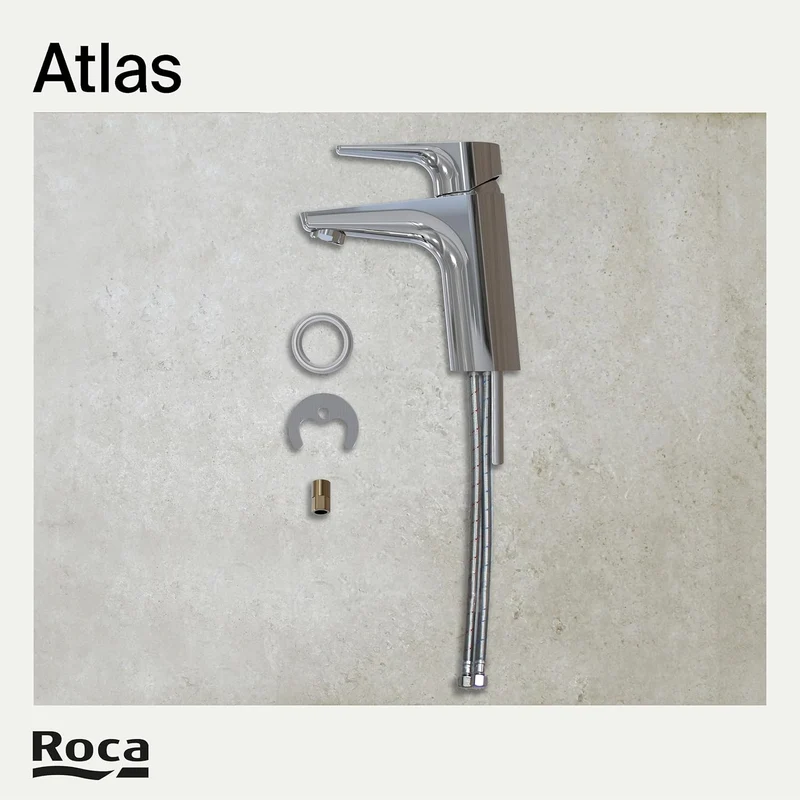 Roca - Mezclador monomando cromado para lavabo con cuerpo liso Atlas A5A3290C00