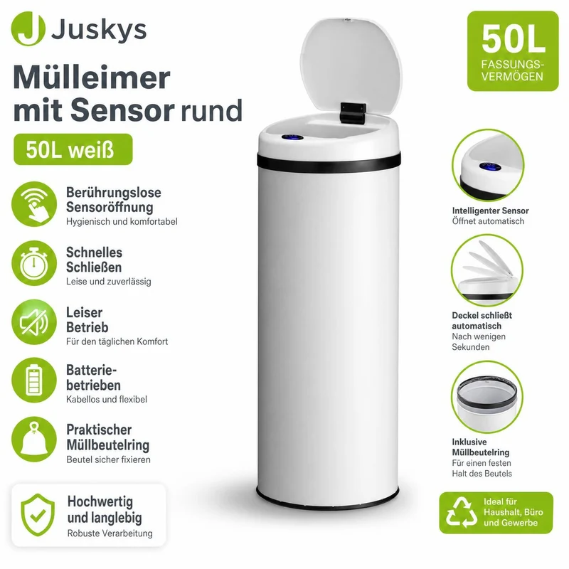 Runder Mülleimer mit Sensor
