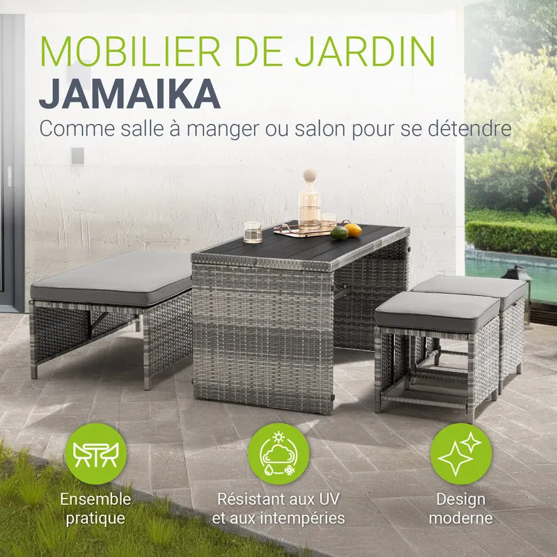 2in1 Polyrattan Gartenmöbel Jamaika
