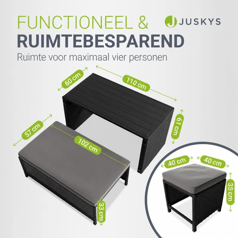 2in1 Polyrattan Gartenmöbel Jamaika