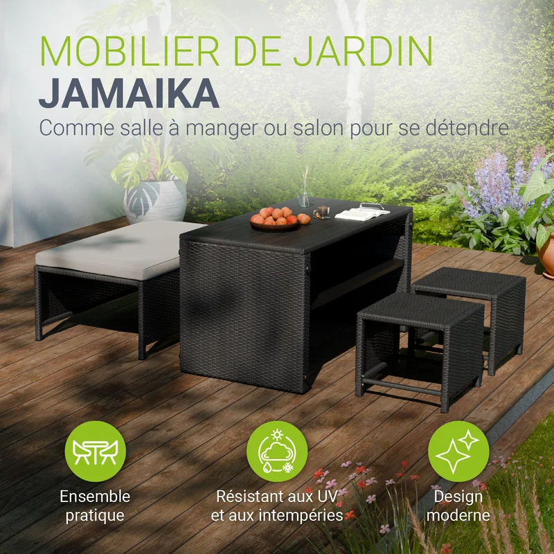 2in1 Polyrattan Gartenmöbel Jamaika