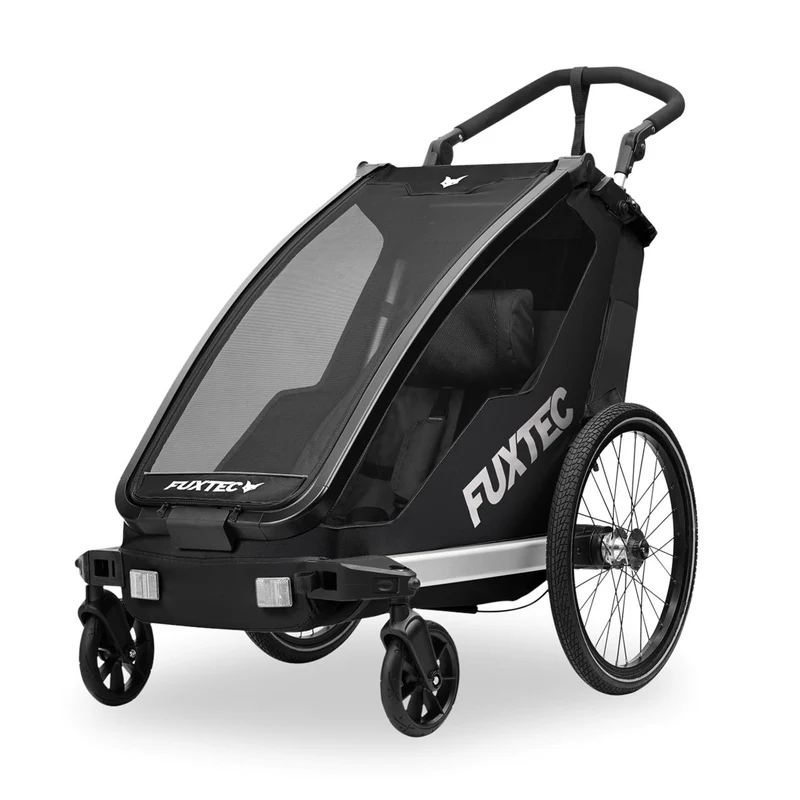 FUXTEC Fahrradanhänger FX-FA1S schwarz mit Joggerrad