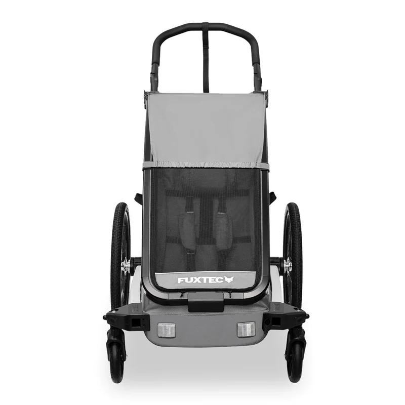 FUXTEC Fahrradanhänger FX-FA1S grau mit Joggerrad