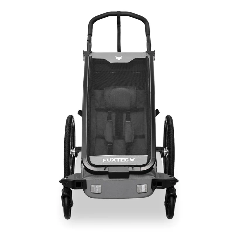 FUXTEC Fahrradanhänger FX-FA1S grau mit Joggerrad