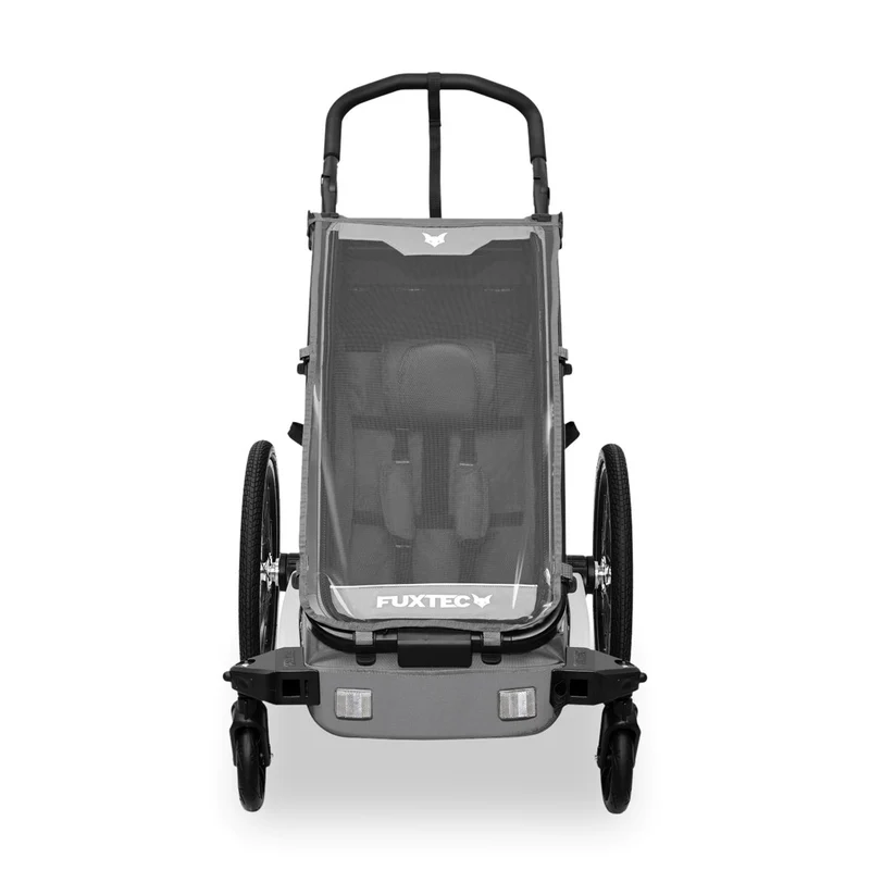 FUXTEC Fahrradanhänger FX-FA1S grau mit Joggerrad