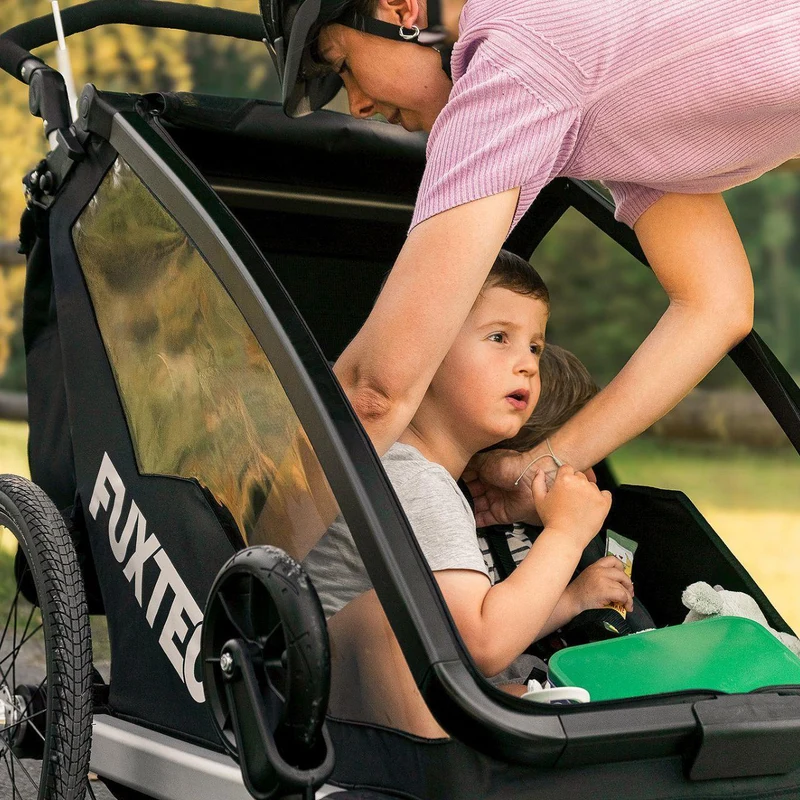 FUXTEC Fahrradanhänger/Jogger FX-FA1-SET-GRAU mit Jogger-Rad