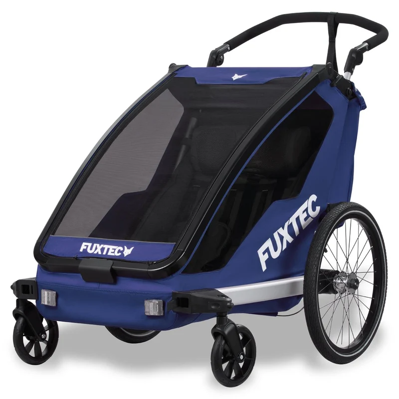 FUXTEC Fahrradanhänger/Jogger FX-FA1-SET-BLAU mit Jogger-Rad