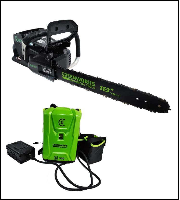 Greenworks 82 V Akku-Kettensäge GC82CS 45cm 14 Zoll incl. Akkurucksack 12Ah und Ladergerät