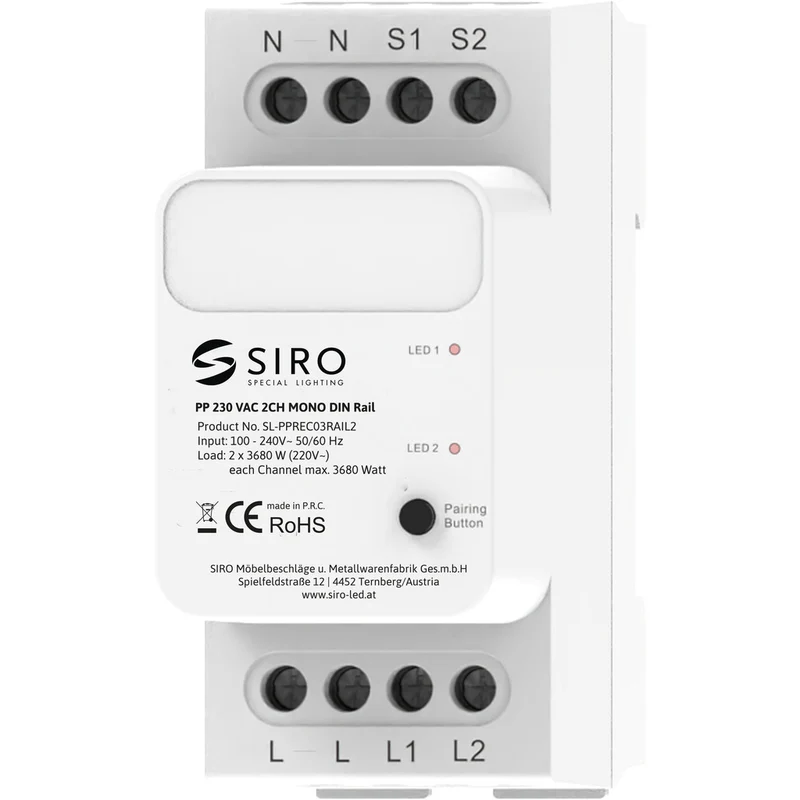 Push Power 2CH MONO DIN Rail PP 230 VAC