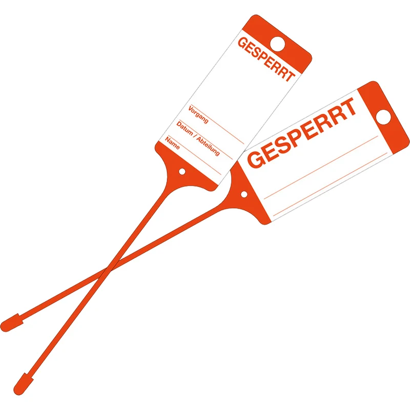 Warenanhänger / rot, "Gesperrt"
