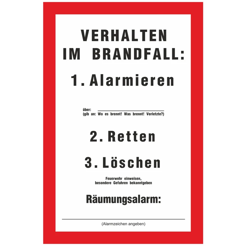 Brandschutzschild - VERHALTEN IM BRANDFALL