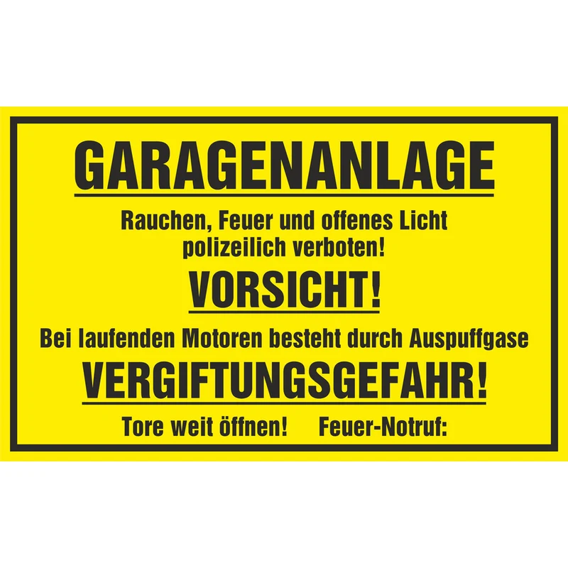 Hinweisschild - Garagenanlage