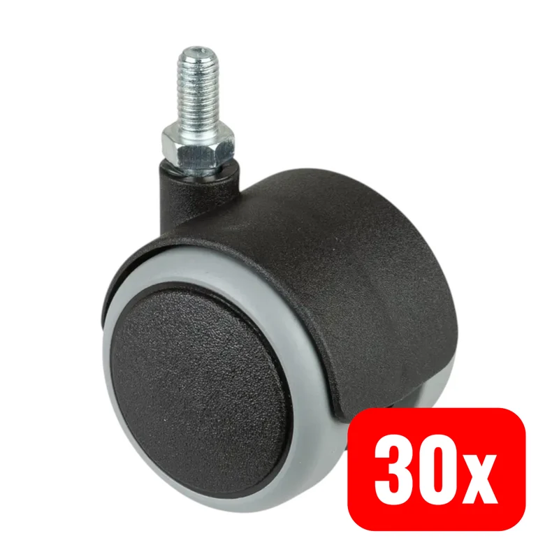 30x B-Ware BS Rollen Lenkrolle Doppelrolle Kunststoff Gewindestift 50 mm 50 kg 30 STÜCK