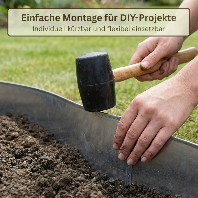 Rasenkantenband aus verzinktem Stahl – 15 cm hoch, Länge 10 m, 0,5 mm stark – GartenAZ Beetumrandung mit Umbördelung