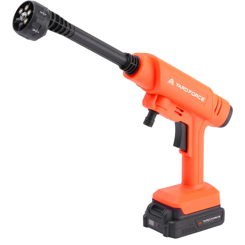 Yard Force LW C02B 20V Akku-Mitteldruckreiniger (22 bar, 220 l/h) – Mobiler, selbstansaugender Druckreiniger mit 5-in-1-Düse, 6m Schlauch & 2,5 Ah Akku