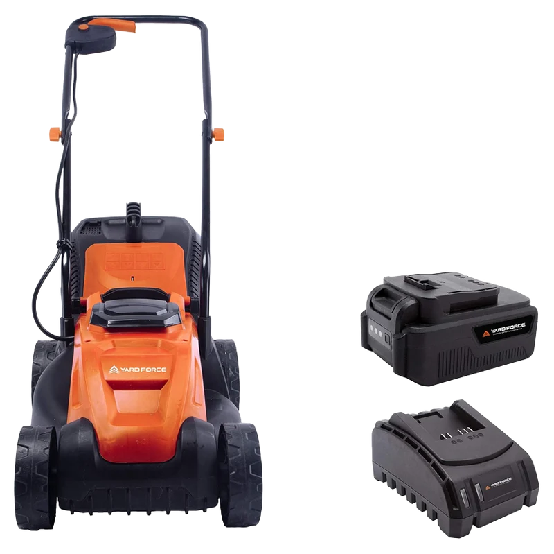 Yard Force LM C32A Akku-Rasenmäher 20V (32 cm Schnittbreite) – Kompakter Mäher inkl. 4,0 Ah Akku, bürstenlosem Motor & 30L Fangkorb für bis zu 200 m²