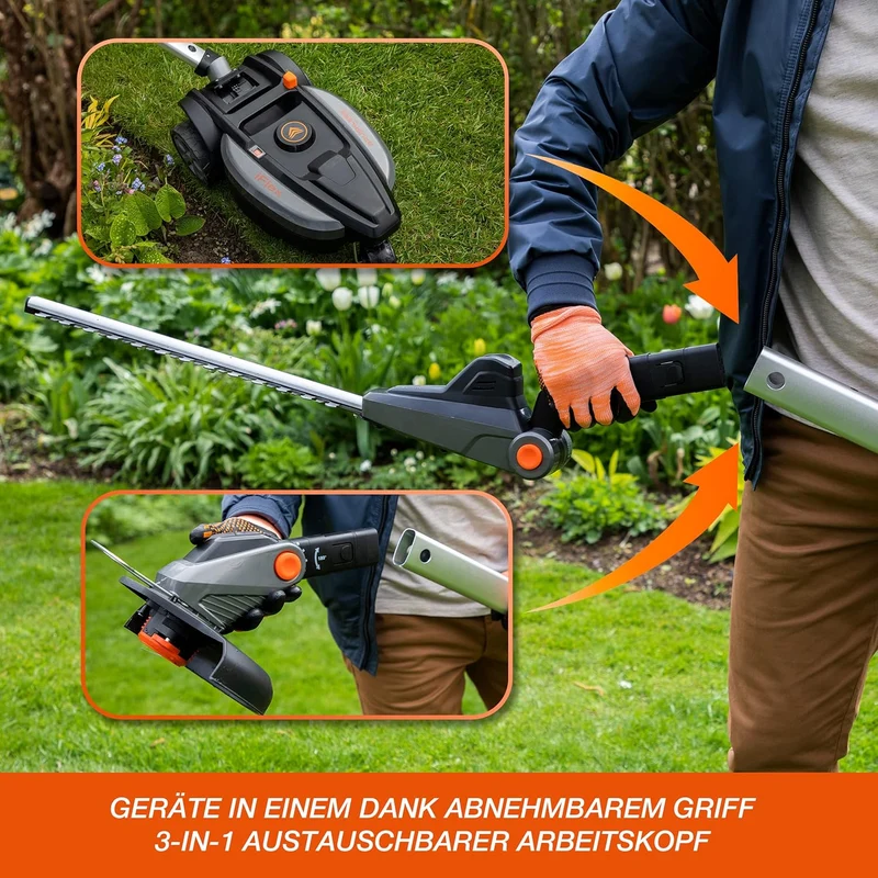 Yard Force iFlex LM F23BN 2-in-1 Akku-Rasenmäher & Rasentrimmer (23 cm, 12V 4Ah) – 360° Wendigkeit, bürstenloser Motor & Einhandbedienung
