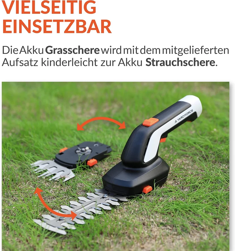 Yard Force VITA 6-teiliges Akku-Gartenwerkzeug Set inkl. Koffer (4V / 4Ah) – Elektrische Grasschere, Astschere & Handgeräte für Balkon & Urban Gardening