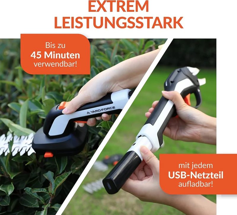Yard Force VITA 6-in-1 Akku-Gartenwerkzeug Set (4V / 4Ah) – Urban Gardening Koffer mit elektrischer Astschere, Grasschere & Premium-Handwerkzeugen