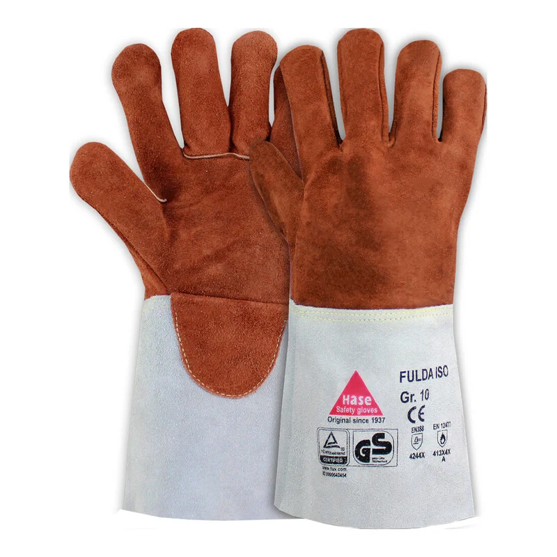 B-Ware Hase Schweißerhandschuh aus Sebatanspaltleder Größe 9 braun 6 Paar EN 388 407