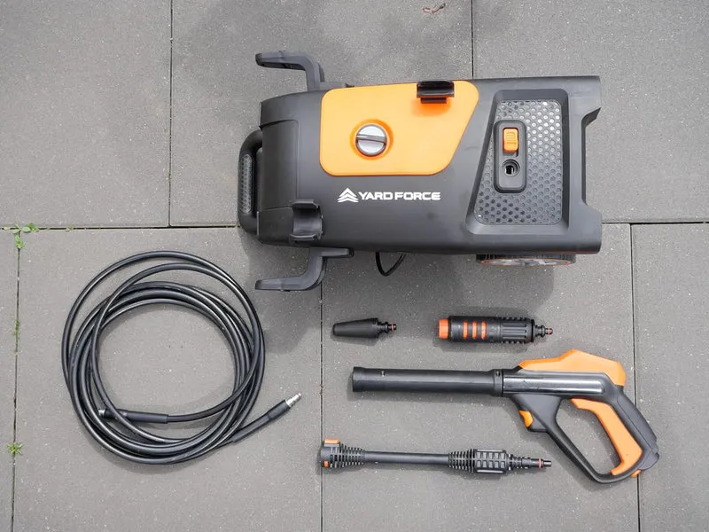 Yard Force EW U11B Hochdruckreiniger (1600W, 120 bar, 400 l/h) – Kompakter Power-Reiniger mit Aluminiumpumpe, Turbodüse & Quick-Connect