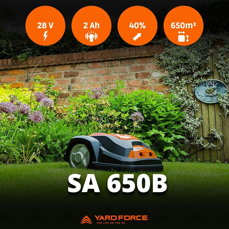 YARD FORCE Mähroboter SA650B – Smarter Rasenmäher-Roboter für bis zu 650 m² (App-Steuerung, Bluetooth, bürstenloser Motor)