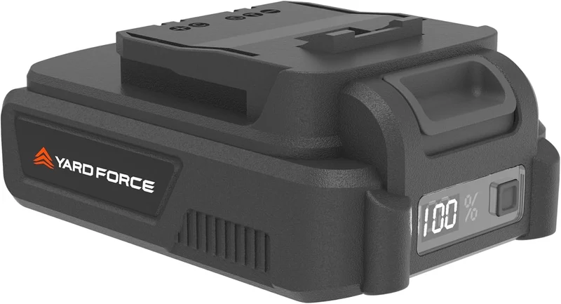 Yard Force 20V Starter-Set AL C22BN – 2,0 Ah Li-Ion Akku mit Digitalanzeige & Schnellladegerät, für CR20-Serie & PowerG