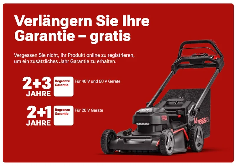 Kress KG756E.9 60 V 46 cm Akku-Rasenmäher bürstenlos - inkl. 5 A Ladegerät und 4 Ah Akku + Gratis 4 Ah Akku