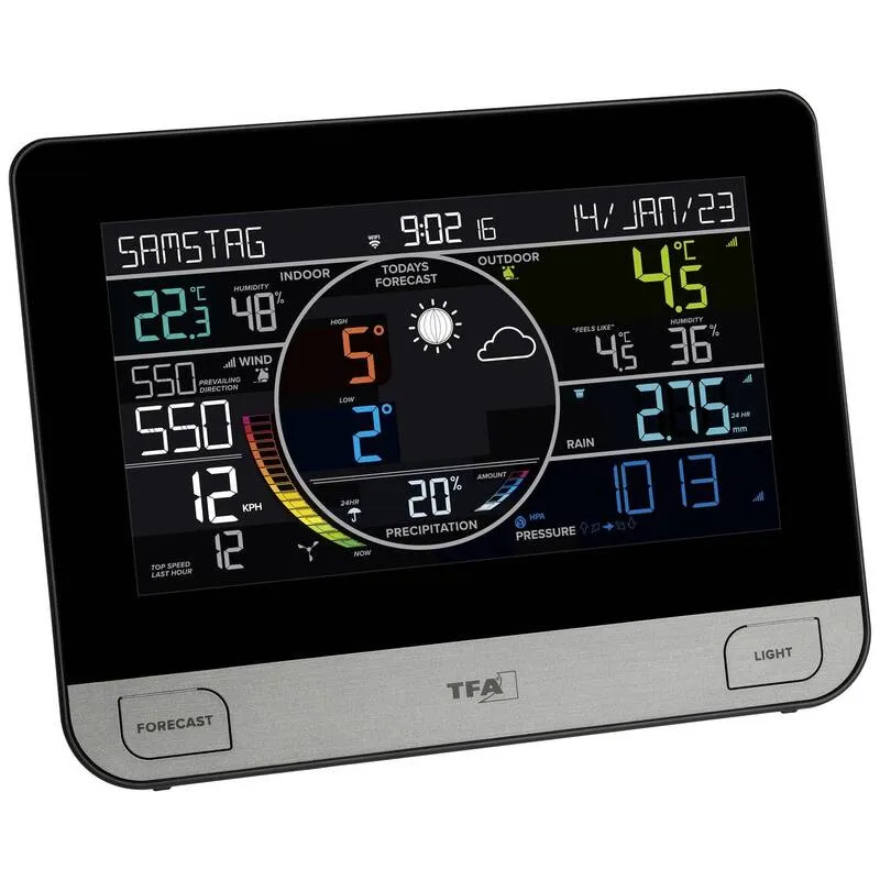 B-Ware TFA Dostmann WLAN Wetterstation VIEW PRO 7 Tage Vorhersage max. 4 Sensoren