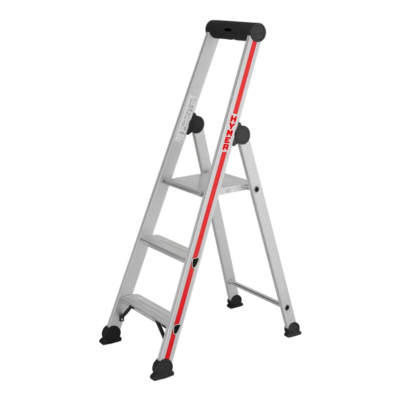 B-Ware Hymer Stufenleiter Aluminium 3 Stufen Plattform Leiter ergonomisch stabil 1370mm
