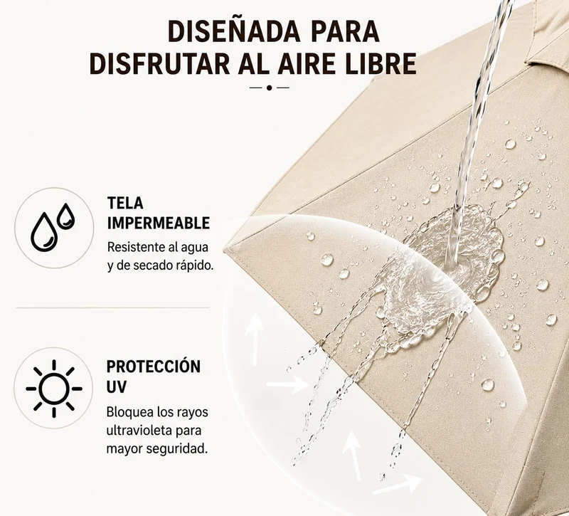 Pack Sombrilla Lateral 3m LED Beige + Base Modular Cuadrada
