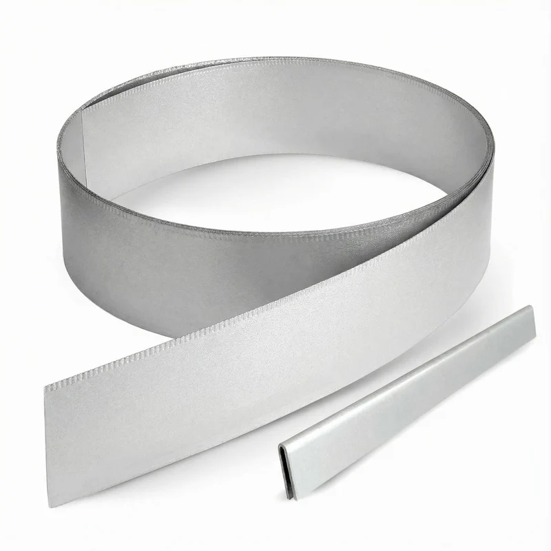 Rasenkantenband aus Galvalume Alu-Zink – 15 cm hoch, Länge 5 m, 1 mm stark – GartenAZ inklusive Einschlaghilfe