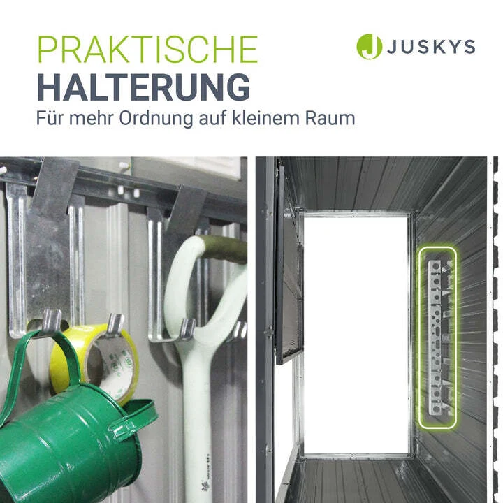 B-Ware Gerätehaus Metall Geräteschuppen Anthrazit mit Fundamentrahmen 164x88x182cm