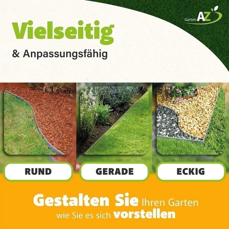 GartenAZ Metall Rasenkante verzinkt 103x20 cm, Nutzlänge 100 cm