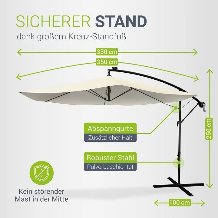 B-Ware LED Ampelschirm Garten Brazil Sonnenschirm mit Kurbel und LED-Beleuchtung