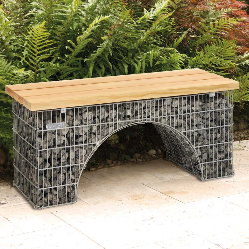 bellissa Sitzbank Bogengabione arco mit Sitzfläche Douglasie B125xT45xH54 cm