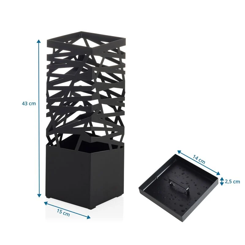 B-Ware hjh LIVING PLUVARIS Schirmständer Metall Schirmhalter Stahl mit 2 Haken Schwarz