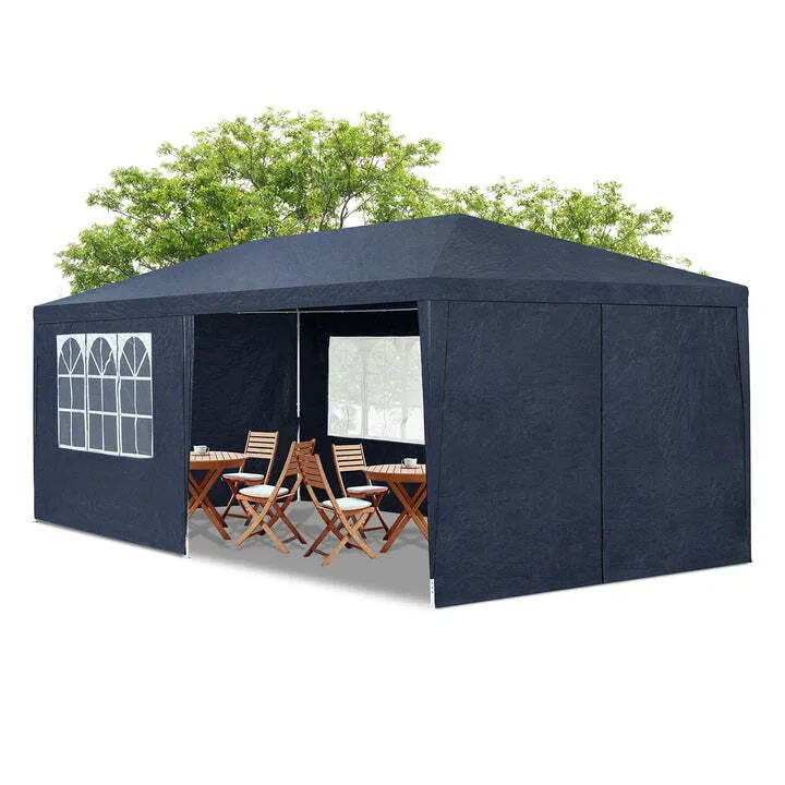 B-Ware Partyzelt 3x6m Gartenzelt blau mit Dach und Seitenwänden Heringe Seile Zubehör